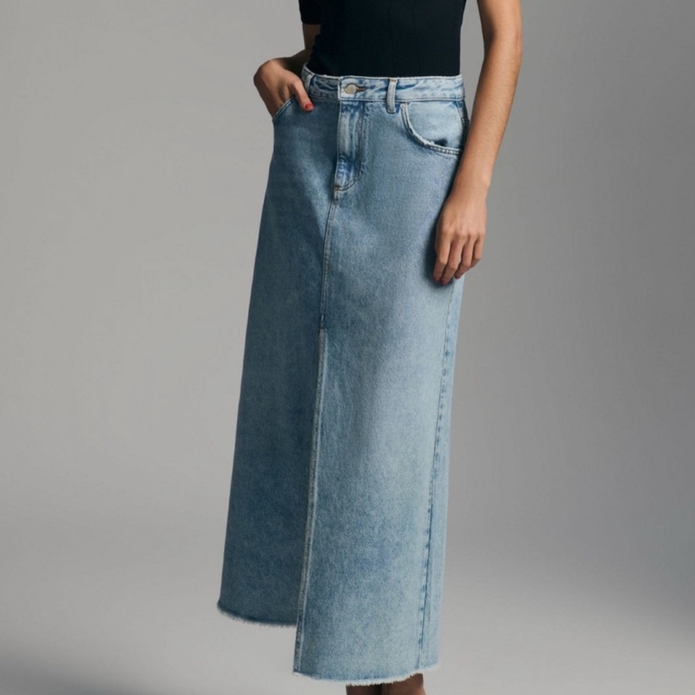 Pilcro Madi Front-Slit Denim Skirt
